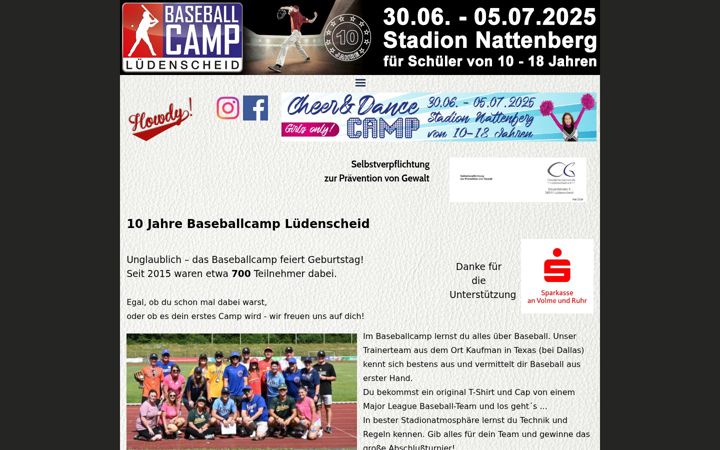 Screenshot of baseballcamp-luedenscheid.de