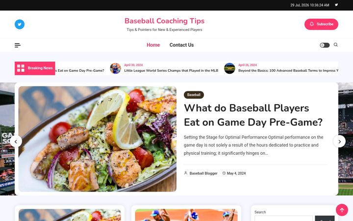 Screenshot ta' baseballcoaching.tips