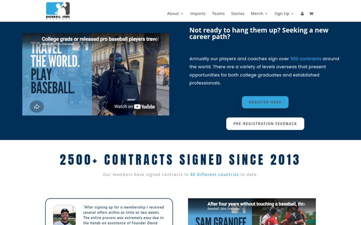 Screenshot of baseballjobsoverseas.com