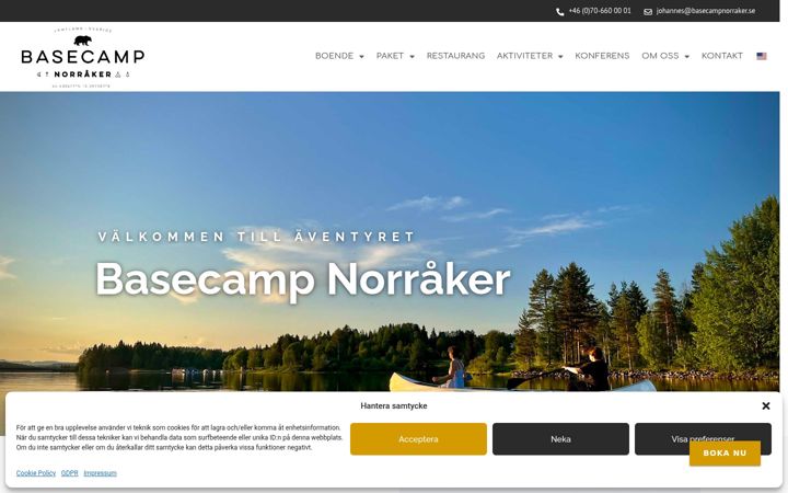 Captură de ecran a basecampnorraker.se