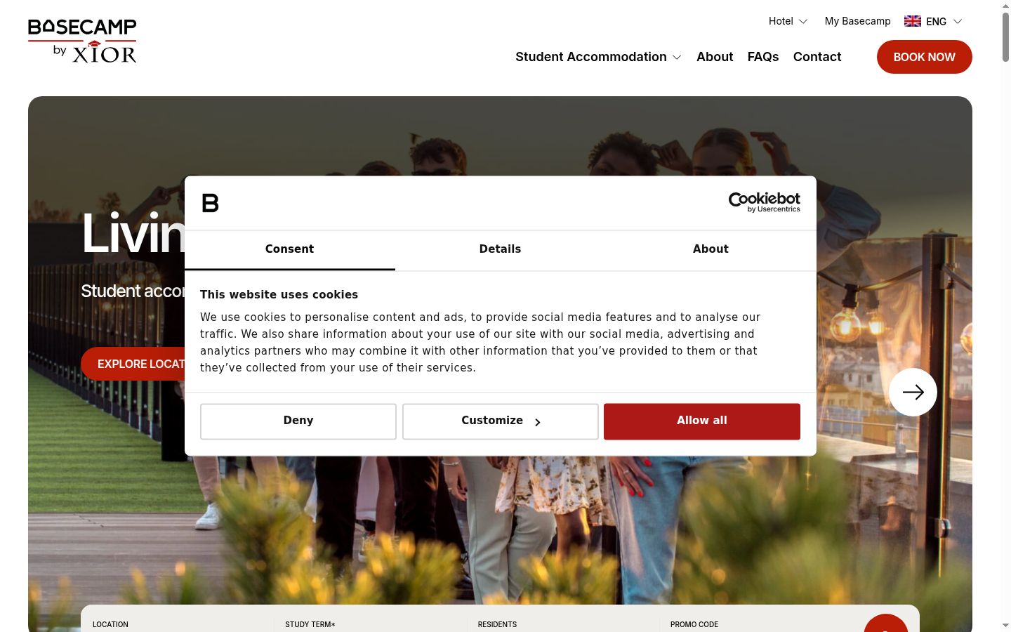 Screenshot del banner di consenso mostrato prima di qualsiasi interazione