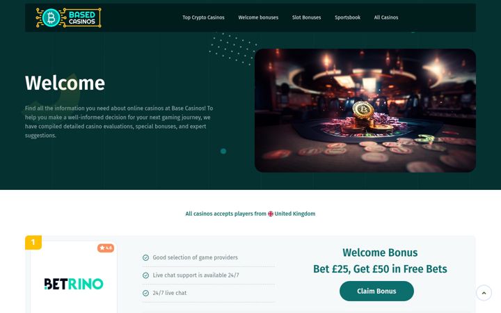 Screenshot of basedcasinos.com