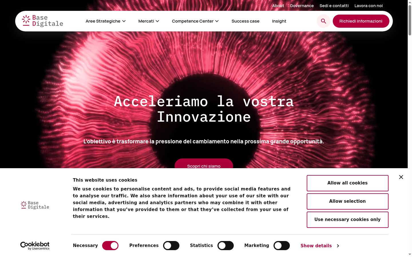 Screenshot of the consent banner shown before any interaction