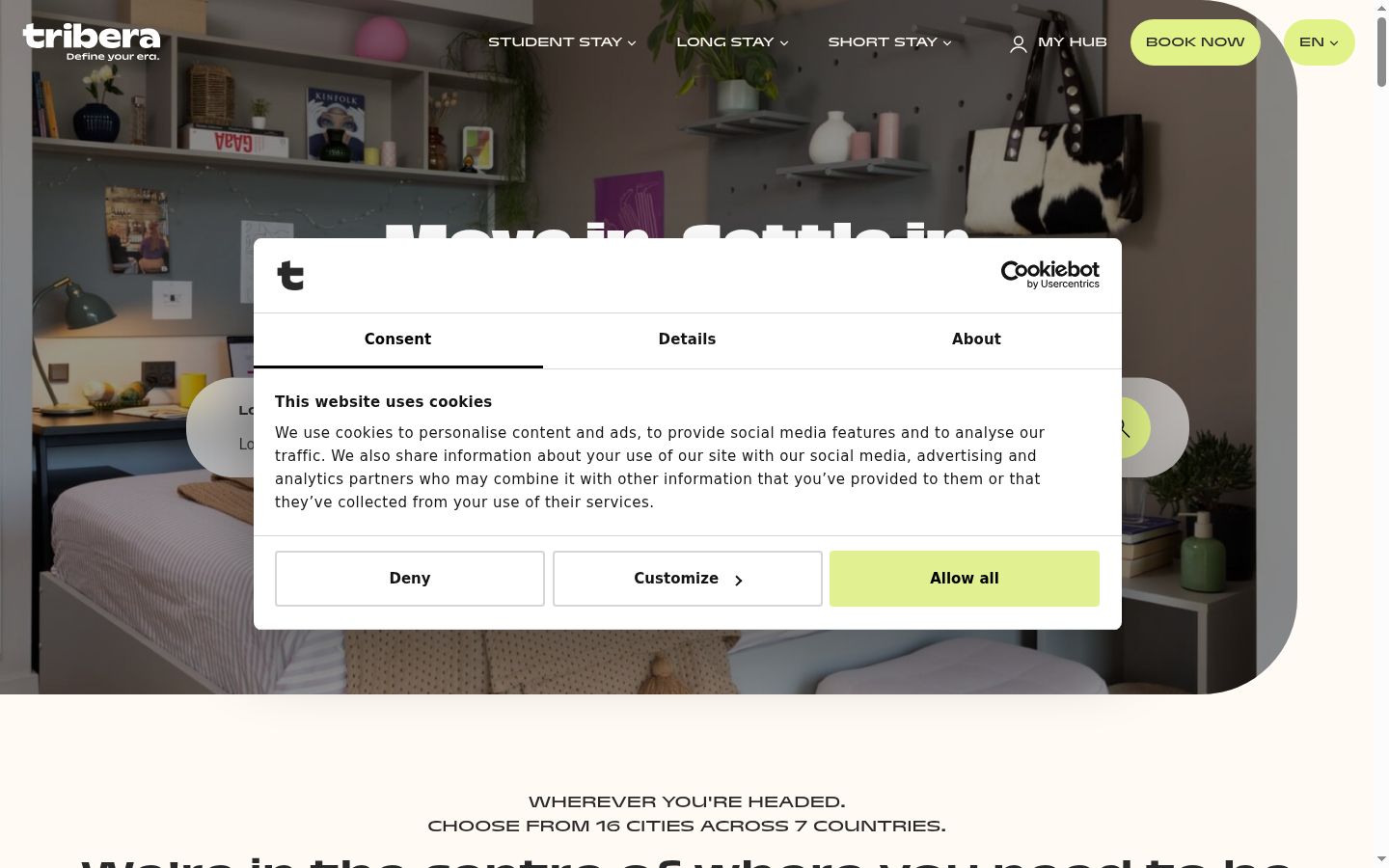Screenshot of the consent banner shown before any interaction