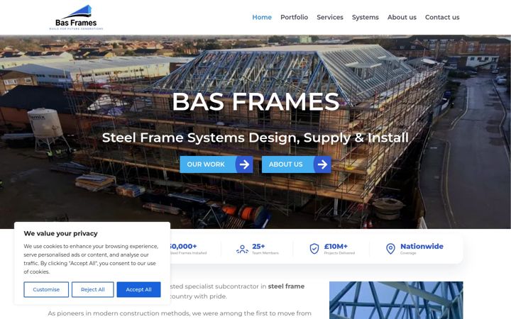 Screenshot of basframes.co.uk