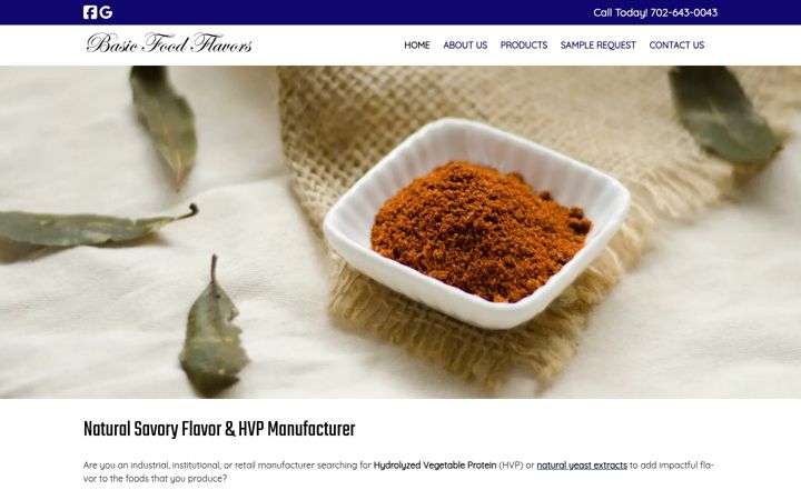 Screenshot of basicfoodflavors.com