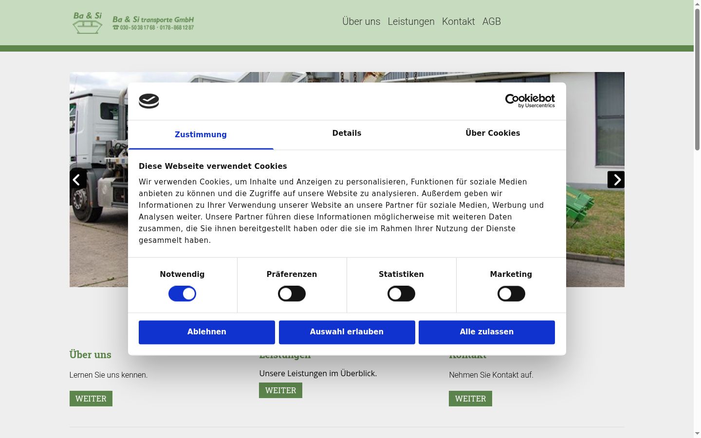 Screenshot tal-banner tal-kunsens muri qabel kwalunkwe interazzjoni
