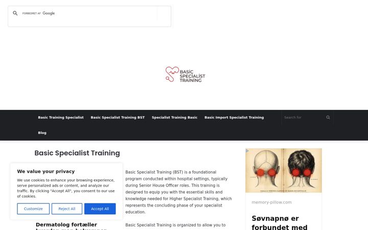 Screenshot of basicspecialisttraining.com