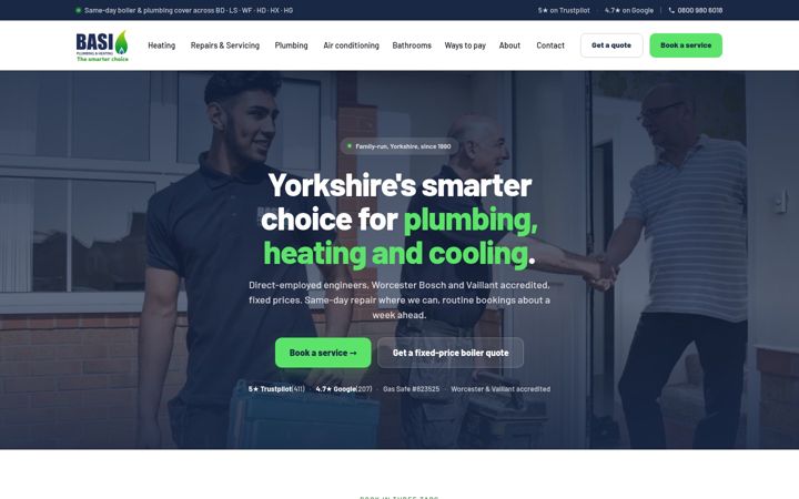 Screenshot of basiheating.co.uk