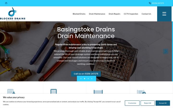 Screenshot ta' basingstoke-drains-uk.co.uk
