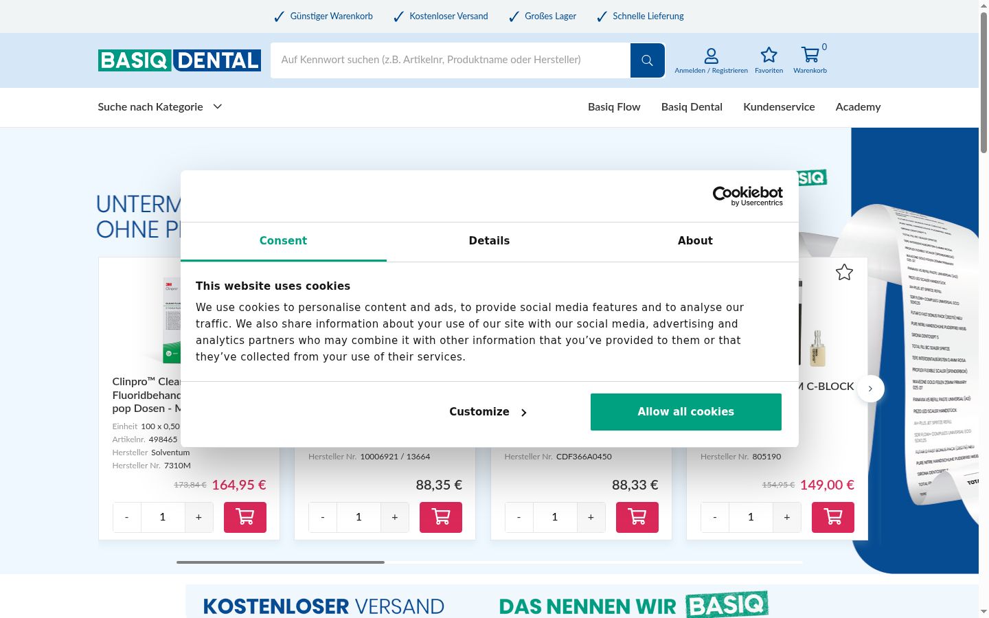 Screenshot tal-banner tal-kunsens muri qabel kwalunkwe interazzjoni