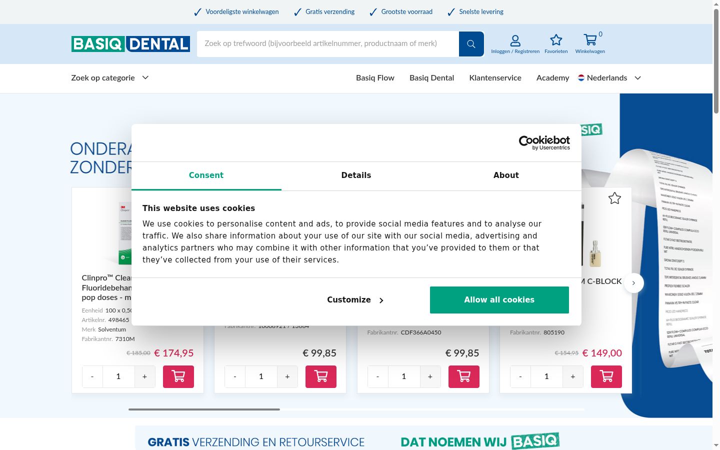 Zrzut ekranu banera zgody wyświetlanego przed jakąkolwiek interakcją