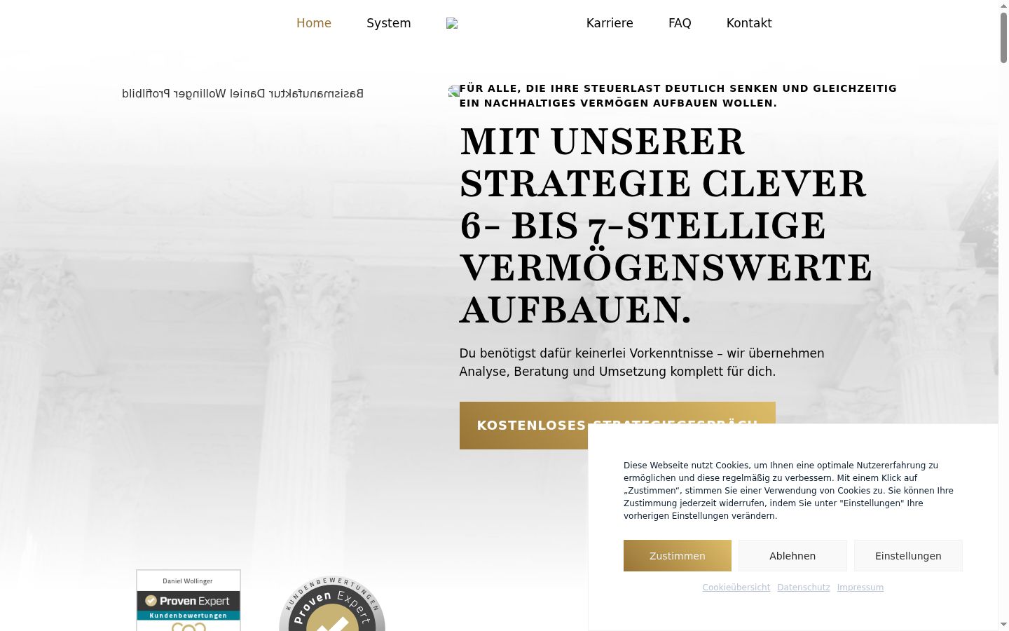 Screenshot des Einwilligungsbanners vor jeglicher Interaktion