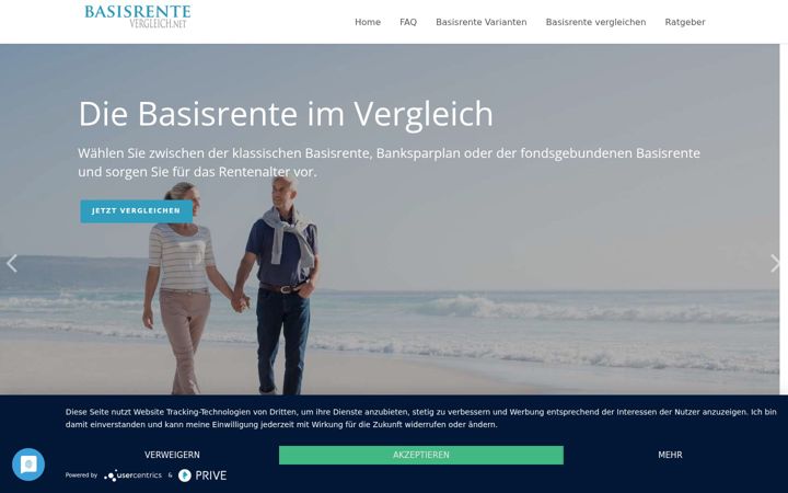 Screenshot of basisrente-vergleich.net