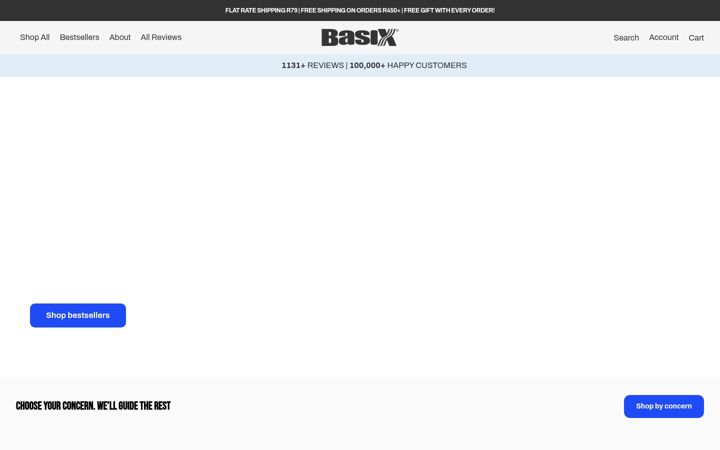 Screenshot of basixskincare.com