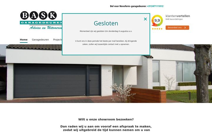 Screenshot of bask-garagedeuren.nl