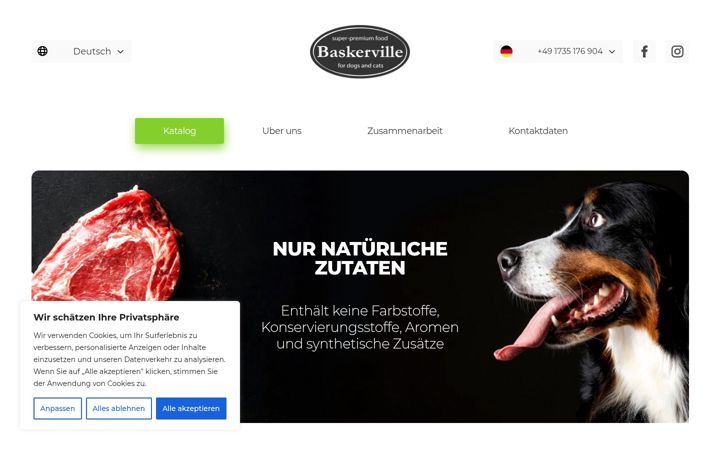 Zrzut ekranu baskerville-tierfutter.de