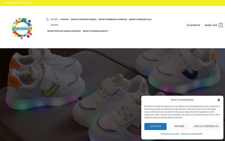 Екранна снимка на basket-lumineuse.fr