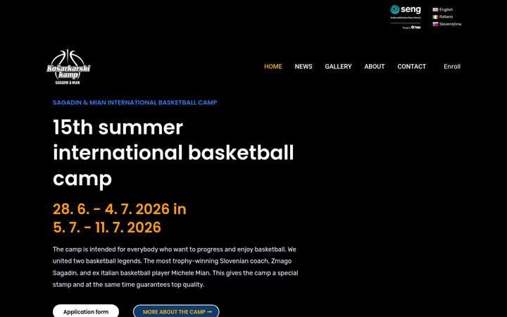 Screenshot of basketball-camp-tolmin.com