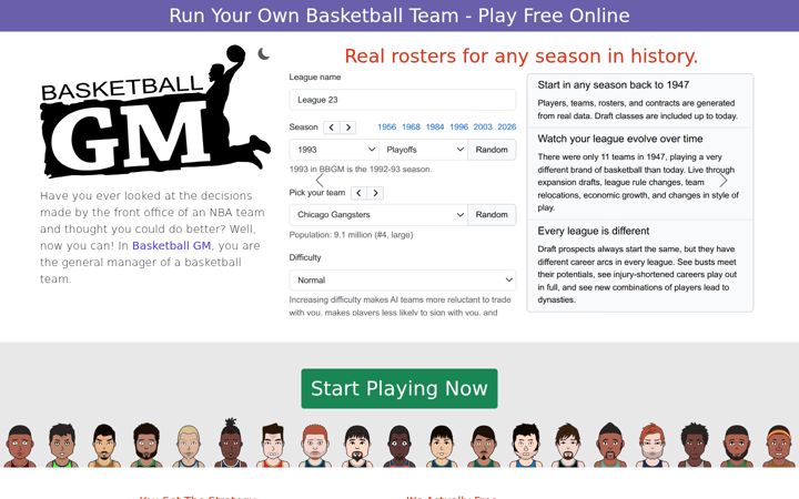 Posnetek zaslona basketball-gm.com