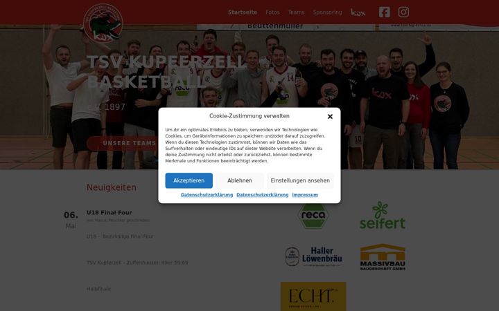 Screenshot von basketball-kupferzell.de