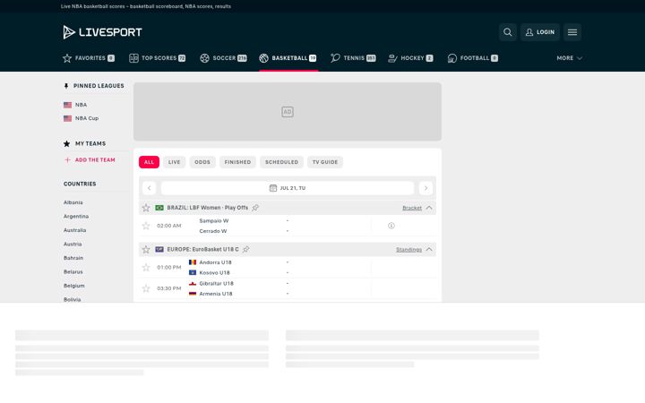Screenshot of basketball24.com
