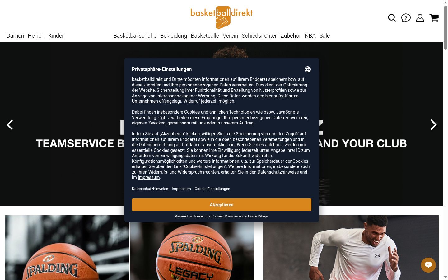 Screenshot del banner di consenso mostrato prima di qualsiasi interazione