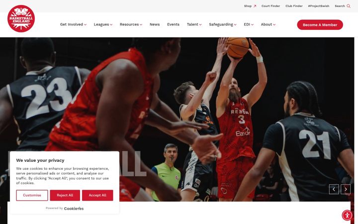 Screenshot of basketballengland.co.uk
