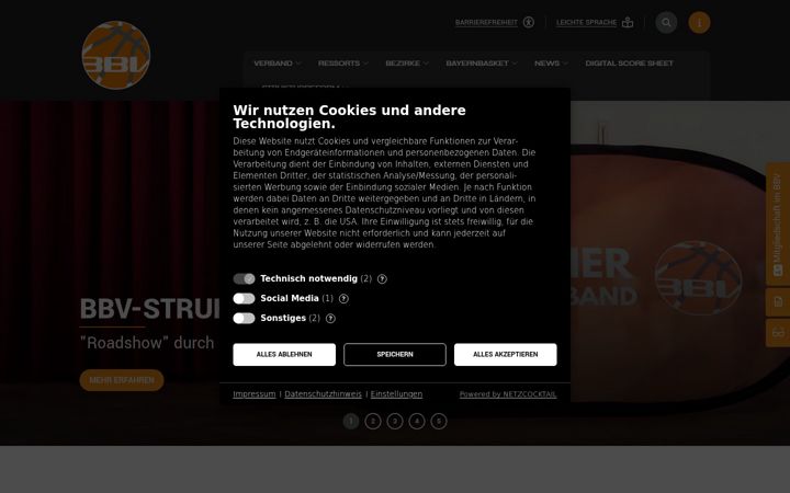 Screenshot of basketballverband-bayern.de