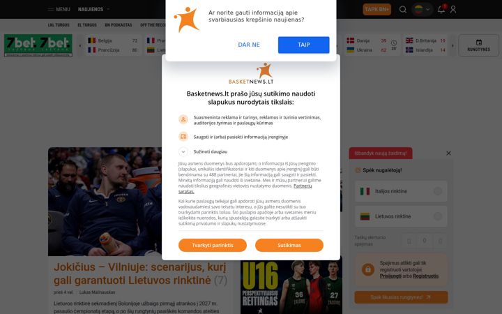Screenshot of basketnews.lt