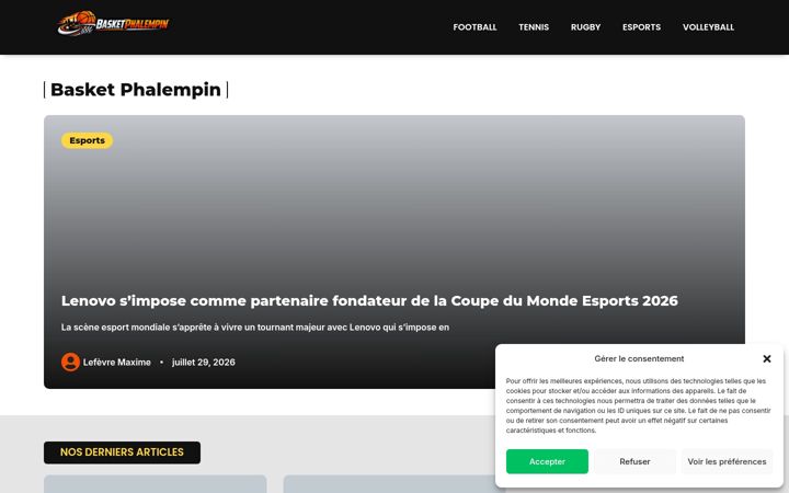 Екранна снимка на basketphalempin.fr