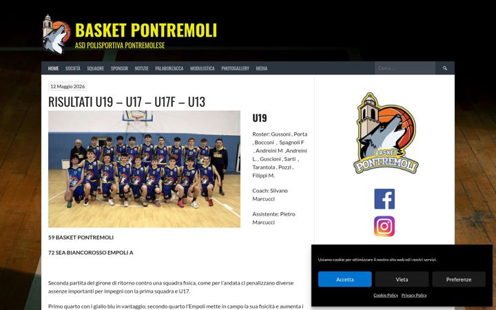 Screenshot of basketpontremoli.it