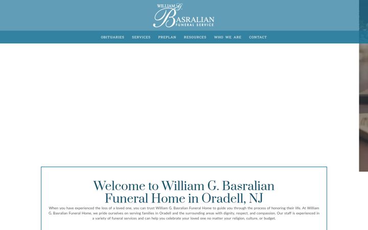 Screenshot of basralianfuneralhome.com