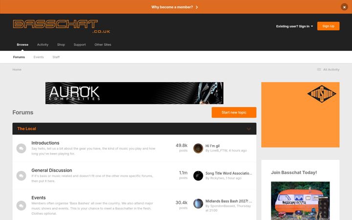 Screenshot of basschat.co.uk