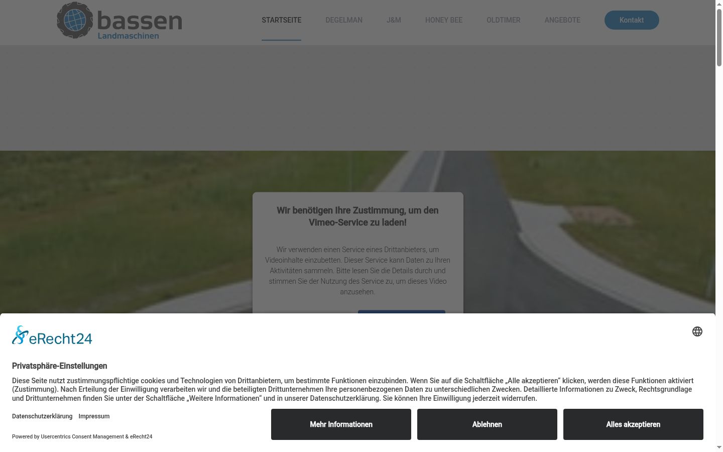 Skärmbild av samtyckesbannern som visades före någon interaktion