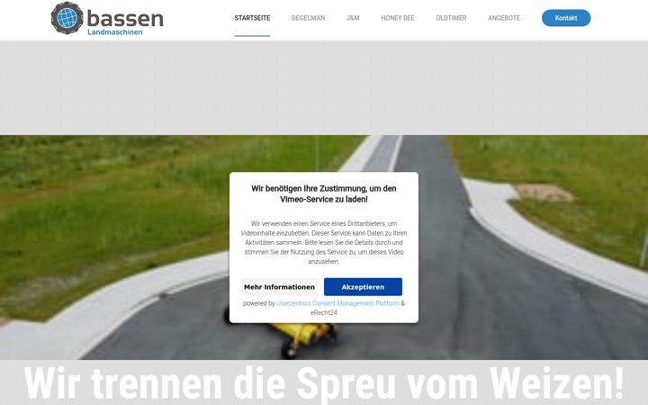 Screenshot stránky bassen-landmaschinen.de