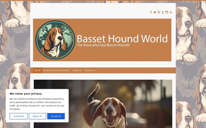 Screenshot of bassethoundworld.com