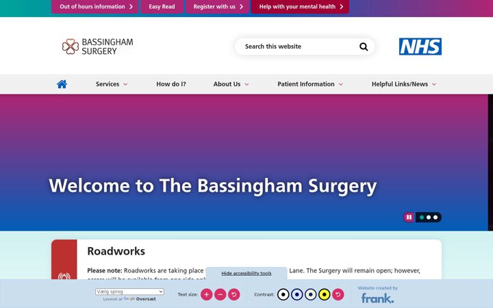 Captura de ecrã de bassinghamsurgery.co.uk