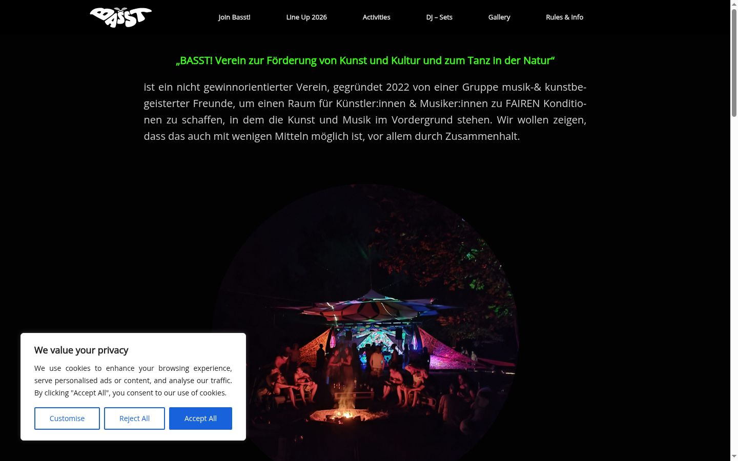 Screenshot des Einwilligungsbanners vor jeglicher Interaktion