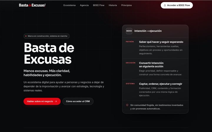 Screenshot of bastadeexcusas.com