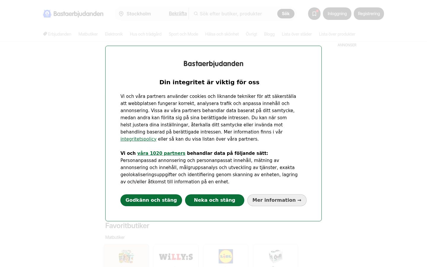 Képernyőkép a bármilyen interakció előtt megjelenő hozzájárulási bannerről