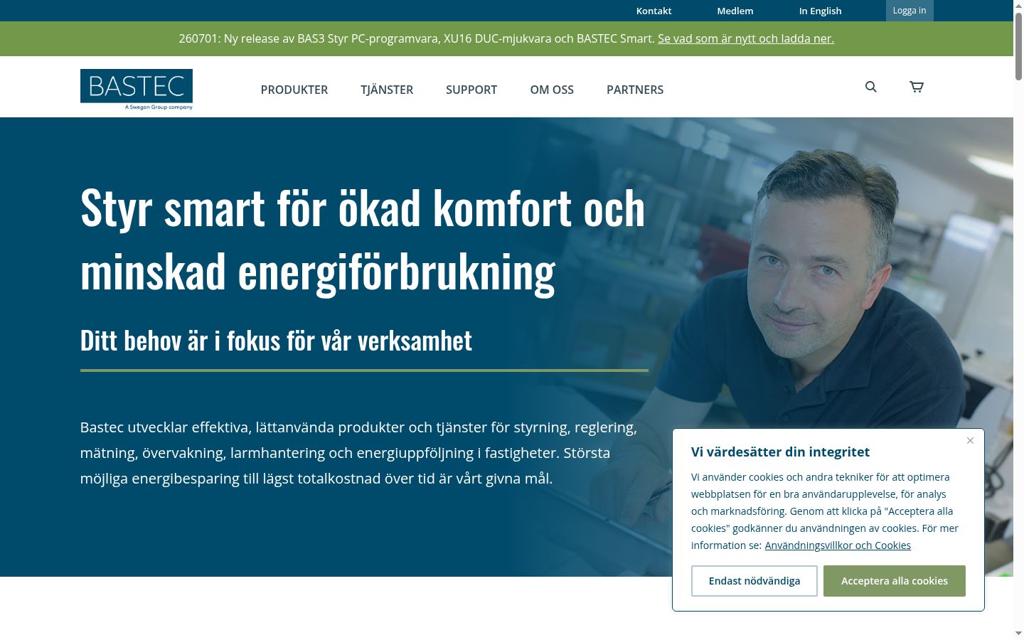Skjermbilde av samtykkebanneret slik det vises før noen interaksjon