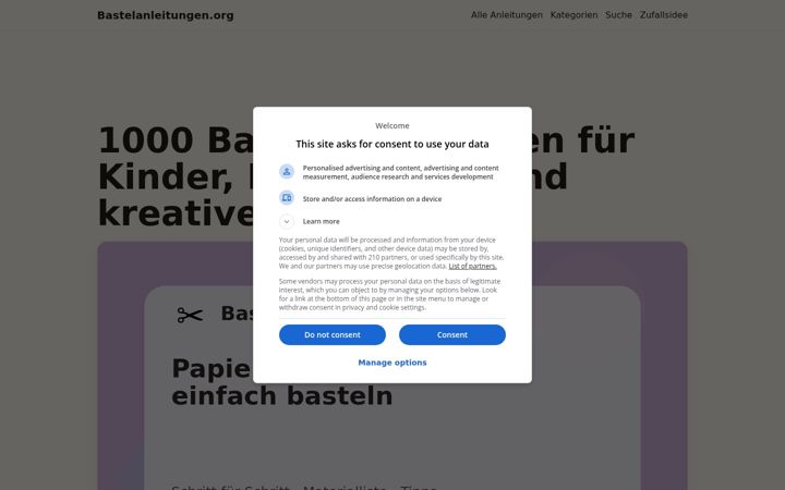 Captură de ecran a bastelanleitungen.org