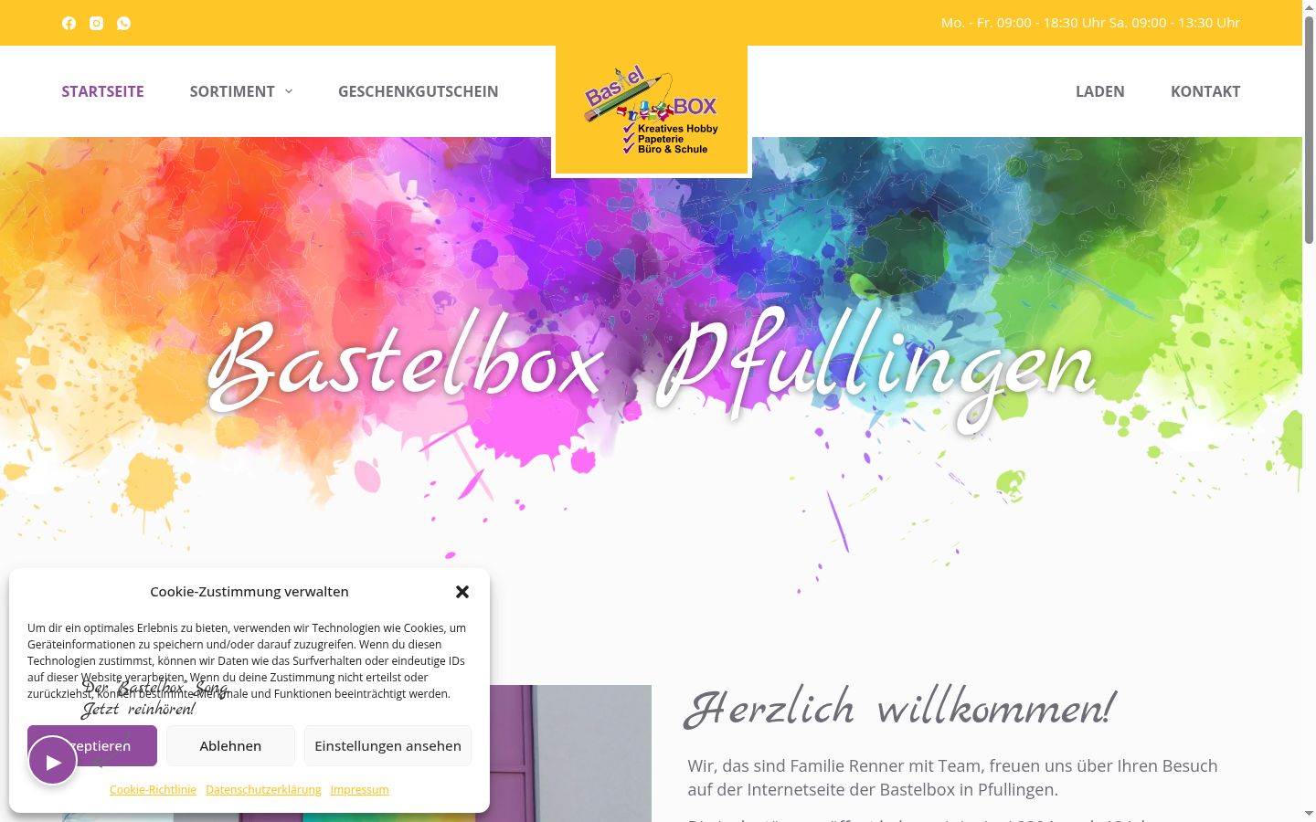 Captura de ecrã do banner de consentimento apresentado antes de qualquer interação