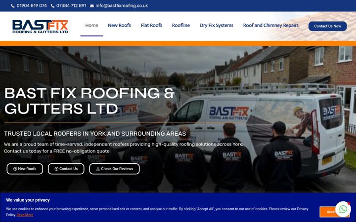 Screenshot of bastfixroofing.co.uk