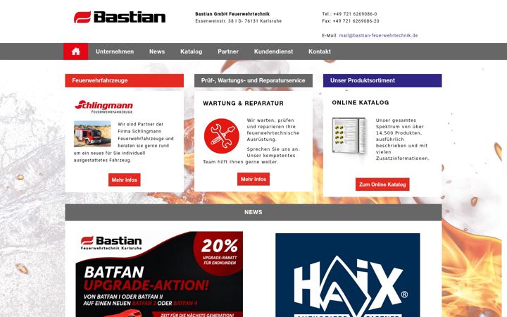 Skærmbillede af bastian-feuerwehrtechnik.de