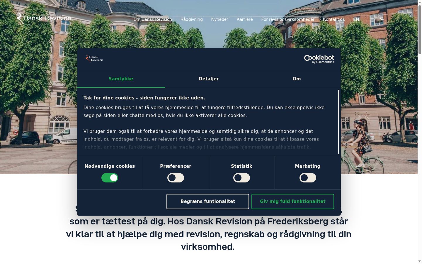 Screenshot του banner συγκατάθεσης που εμφανίστηκε πριν από οποιαδήποτε αλληλεπίδραση