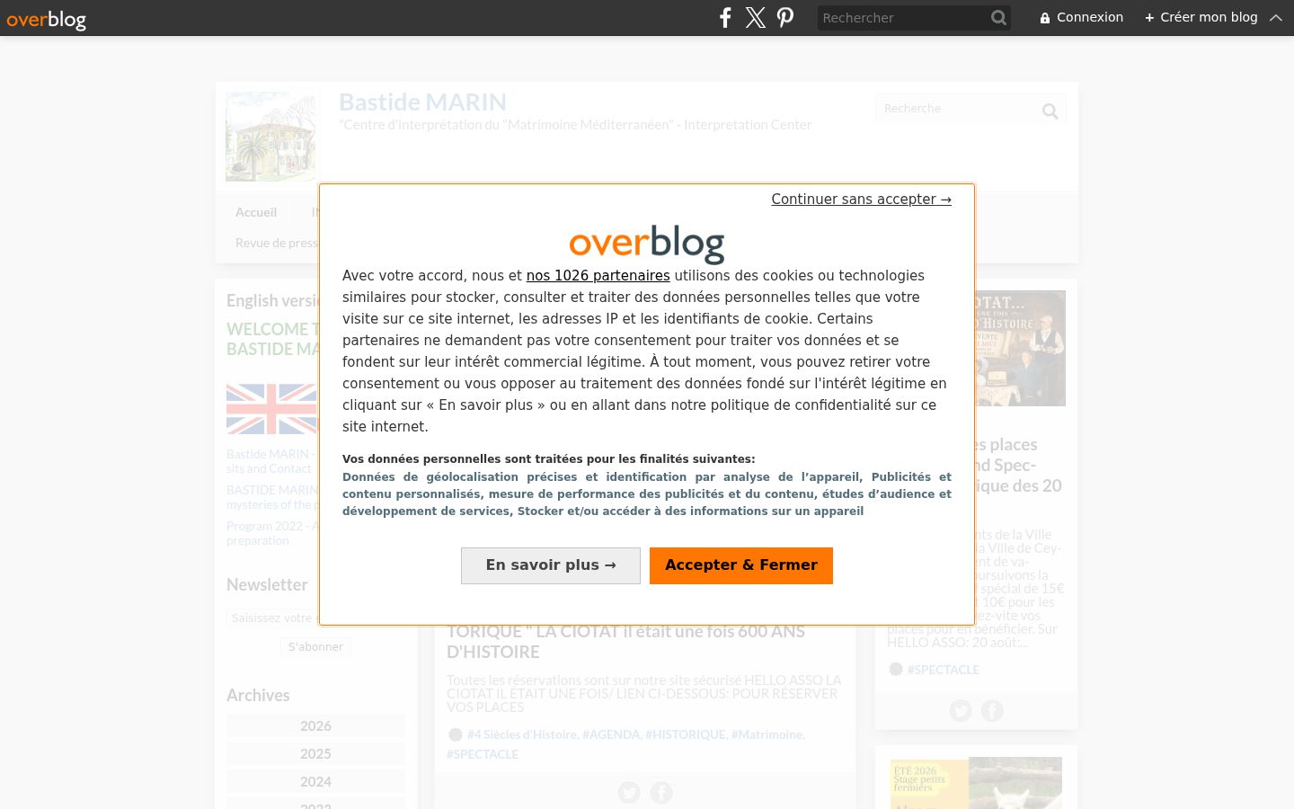 Screenshot del banner di consenso mostrato prima di qualsiasi interazione