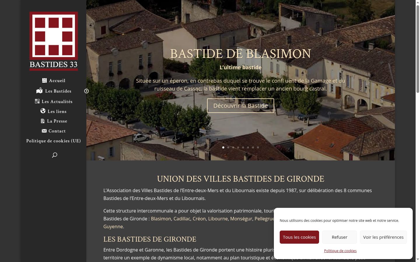 Capture d'écran de la bannière de consentement affichée avant toute interaction