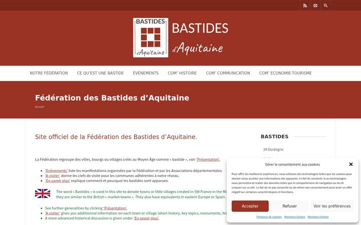 Screenshot of bastidesaquitaine.org